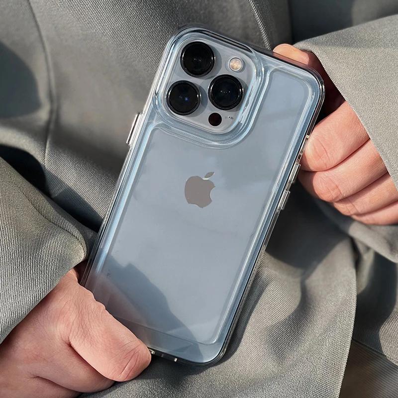 Transparent Shockproof Hard Acrylic Case For iPhone 16 15 14 13 12 11 Pro Max Plus 12 Mini 13 Mini Silicone Bumper Clear Capa
