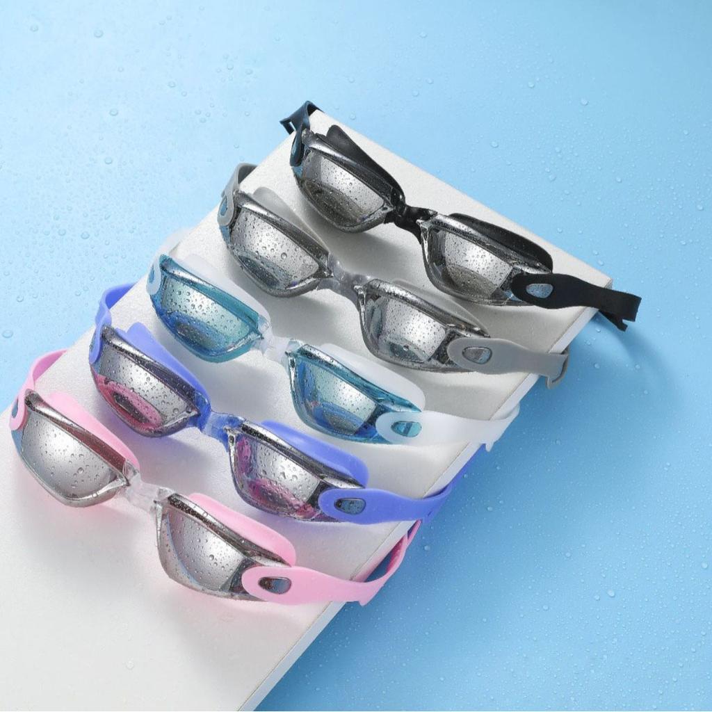 Professionelle galvanisierte Schwimmbrille HD Einteilige Ohrstöpsel Wasserdicht und Antibeschlag Schwimmbrille Gegen Infiltration