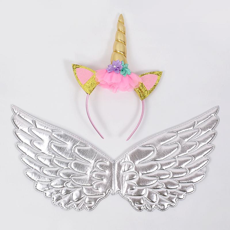 Regenboog Eenhoorn Engelenvleugels Haarband Voor Meisjes Eenhoorn Thema Verjaardagsfeest Decoratie Benodigdheden Kinder Cadeau Fee Cosplay Requisieten