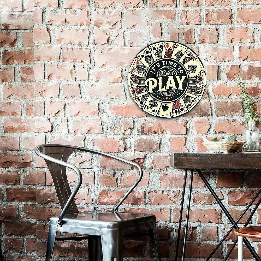 Vintage Poker 2D Flat Metal Wall Sign Retro Aluminum Tin Plaque for Home Decor Man Cave Garage Bar Club Art