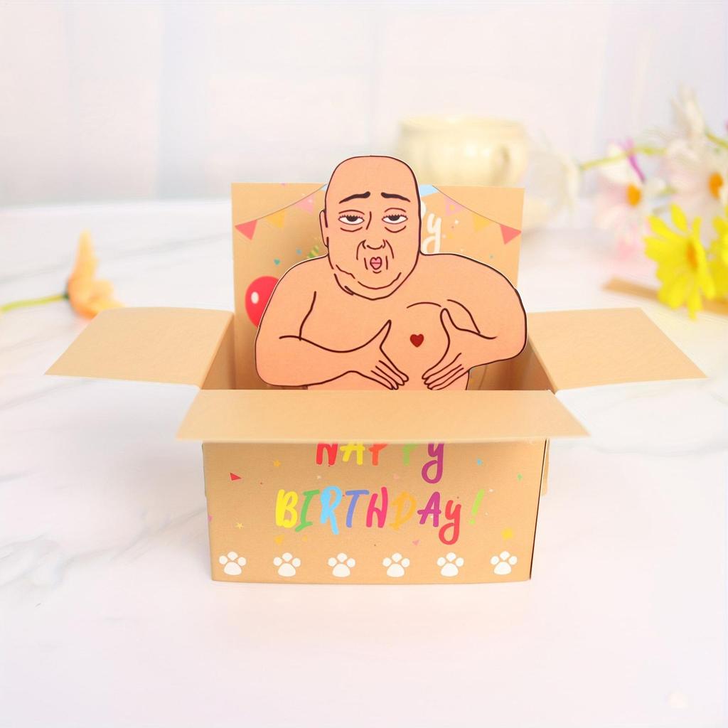 3D Design Happy Birthday Pop-Up Card Funny Birthday Card, Whimsical Card, Hilarious Birthday Gift Card For Boyfriend Girlfriend