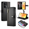 DF-011 For Oppo Reno13 5G (Global) Case Zipper Pocket Wallet Leather Phone Cover with Straps