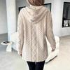 Autumn and Winter Diamond Grid Double-sided Velvet Mid Length Cardigan Jacket, Comfortable and Warm Jacket