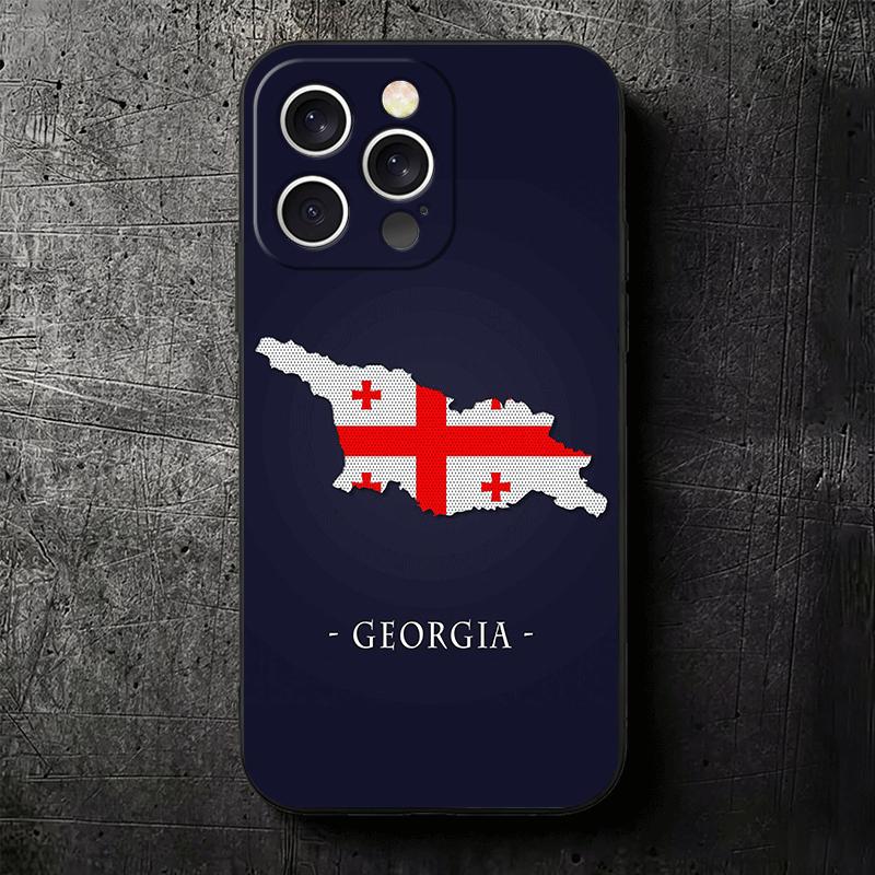 Georgia Passflagge Weiche Handyhülle für iPhone 16 16E 17 Air 15 Pro Max 14 Plus 13 Mini 11 12 7 Schwarze Hülle Rückschale