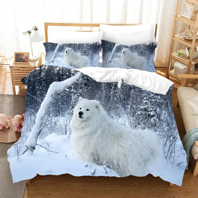 3D Samoyed Bedding Sets Duvet Cover Set With Pillowcase Twin Full Queen King Bedclothes Duvet Cover