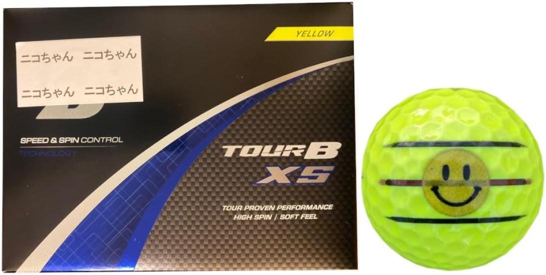 

[HappirakiGolf Line] Bridgestone TOUR B XS 2024 Model with Lines (Yellow 1 DozenSmiley Face)