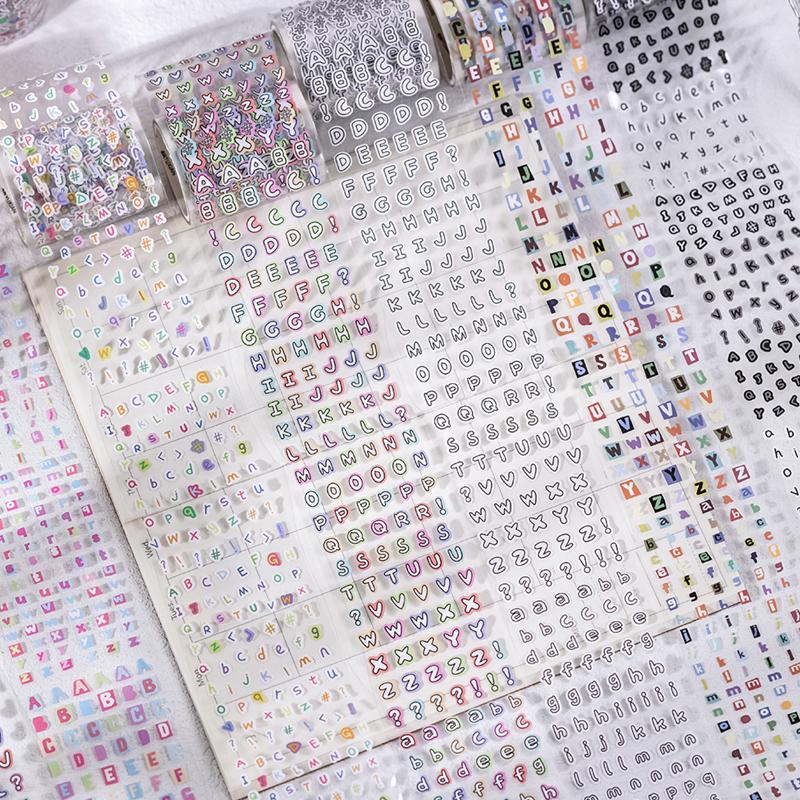 6Style1Roll/bag text elements die-cut tape for DIY handbook notebook glass bottle calendar decoration