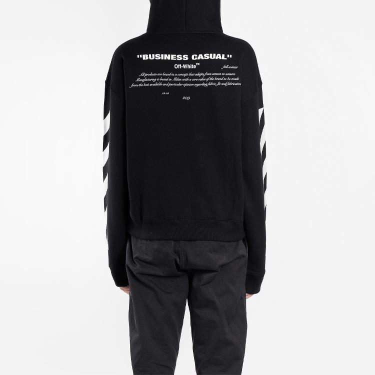 Off-White Figure Print Long Sleeve Hoodie Men Tops Black OMBB037F181920111030