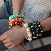 Vintage Acrylic Smudge Geometric Round Splicing Bracelet Bohemian Jewelry