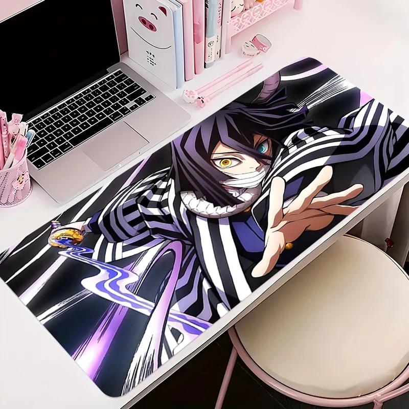 Mouse Pad Office PC Accessories Keyboard Mat Anime Pattern Antislip Rubber Mousepad Gamer Ddemon Slayer Obanai Iguro Desk Mat