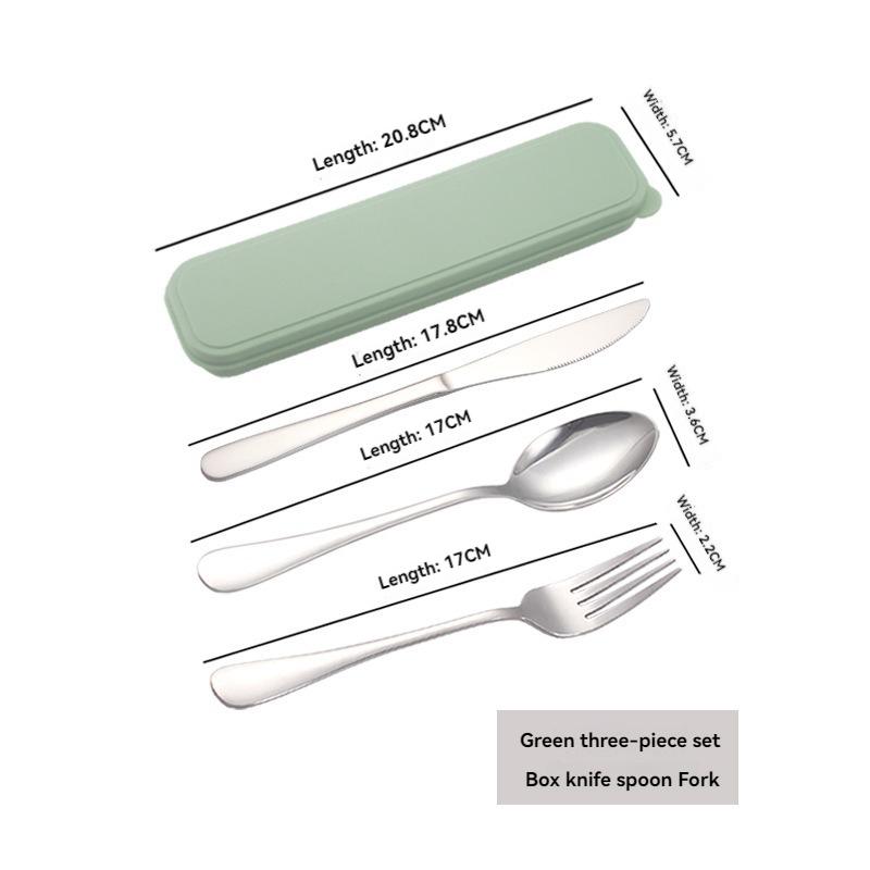 Portable Stainless Steel Cutlery Set with Storage Box, Fork, Spoon, Knife, Travel & Camping Tableware