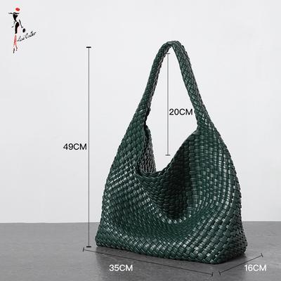 Niche Single-shoulder Beggar Bag Plus Vegetable Basket, Genuine Leather Stray Bag, Women's Hand-woven Armpit Bag