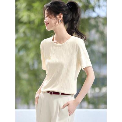 Elegantes Damen-T-Shirt mit Struktur und kurzen Ärmeln