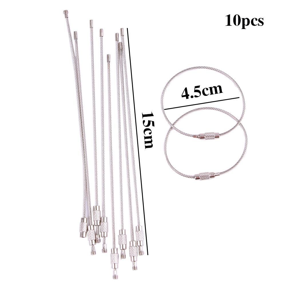 Screw Men 10pcs Outdoor Hiking Rings Cable Rope Stainless Steel Key Chain Keyring Key Holder