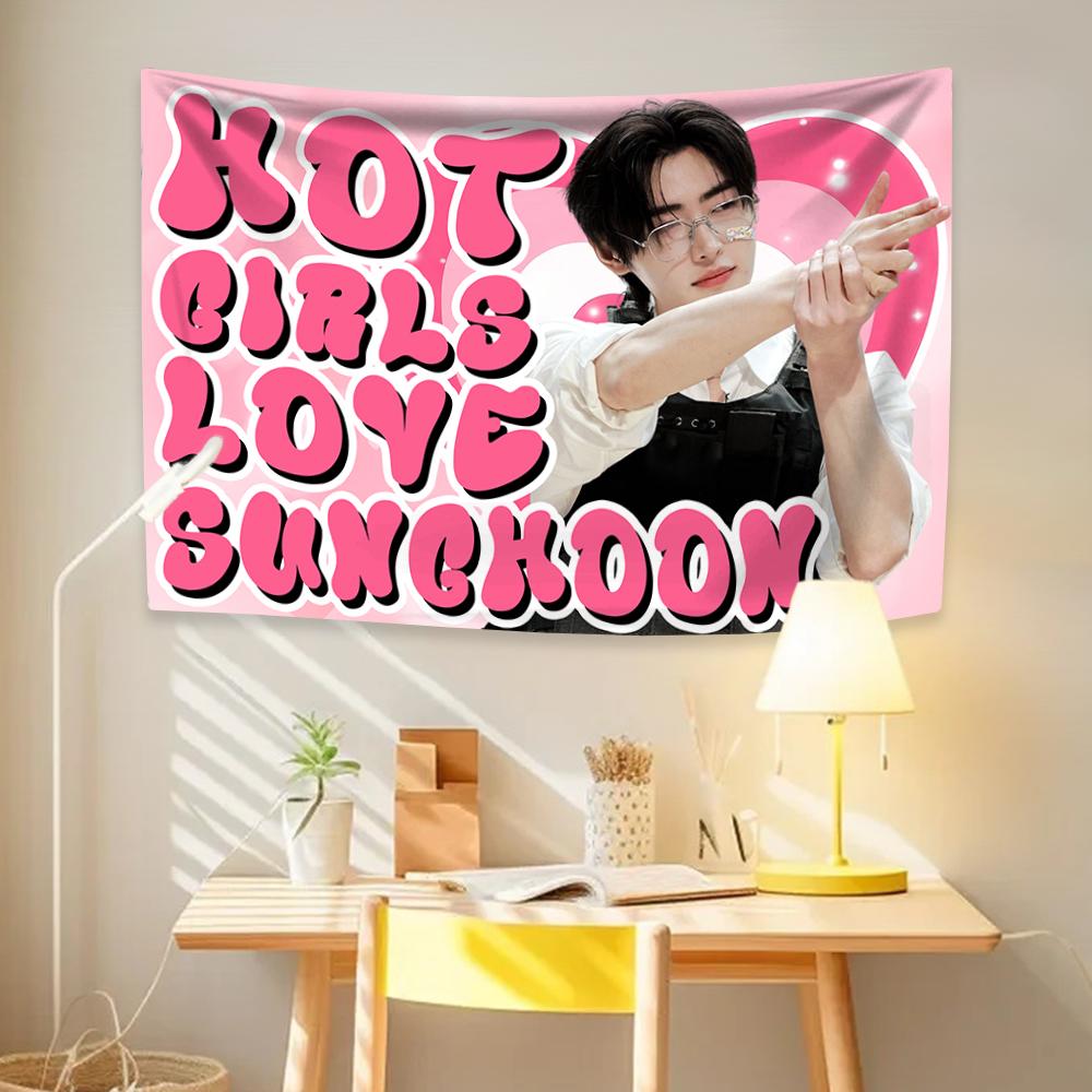 Sunghoon MultiSize Idol Tapestry Kpop Flag for Home Room Background Concert Banner Birthday Party Gift High Quality Flat Print