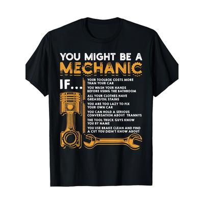 1pcMen'S Funny Mechanic T-Shirt - Heavy-Duty 200gsm Tee with Wrench Graphic - Mechanic Gift for Auto Repair, DIY Projects - Vintage Workshop Apparel