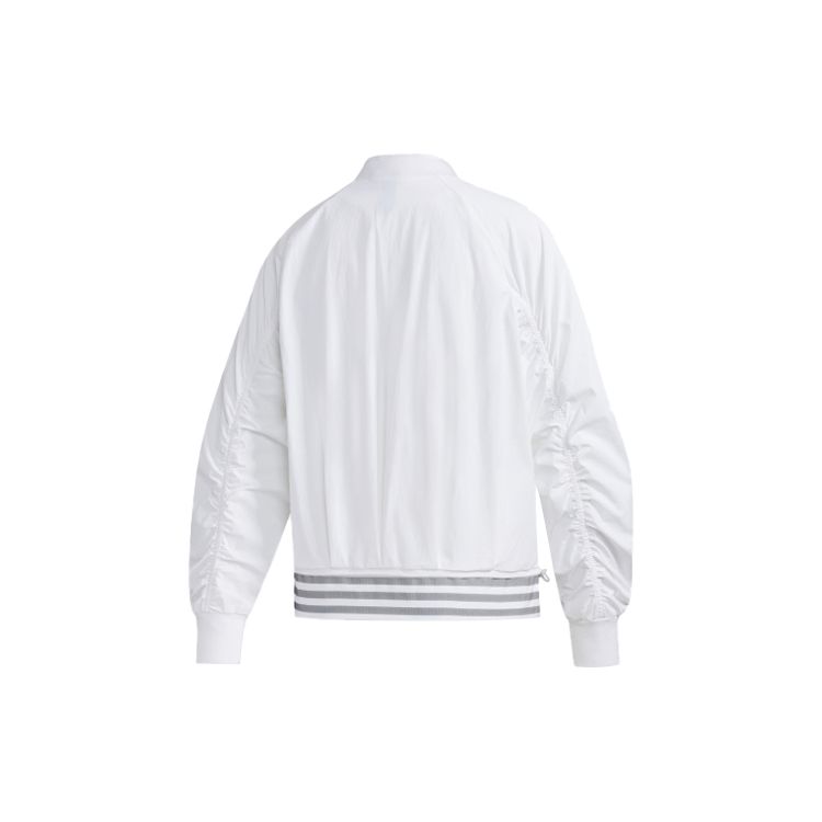 Adidas Bomber Logo Wrinkled Sports Jacket Women Jackets White FU6228