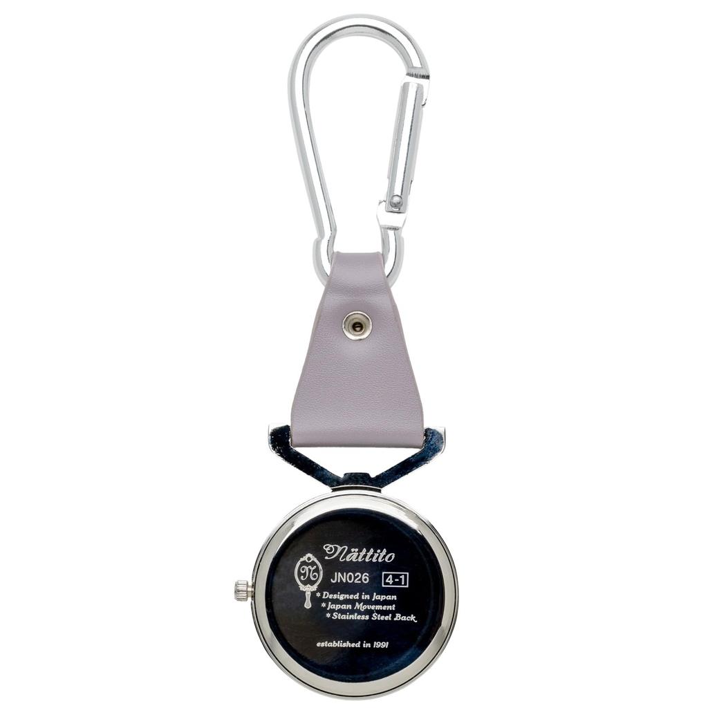 Fieldwork Analog Pocket Watch with Lebio Women's Carabiner, Purple, JN026-2