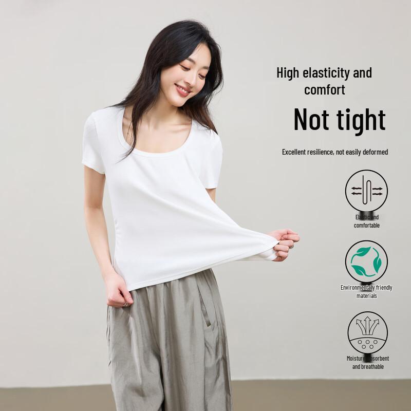 ESE-Y Women's 2026 Summer U-Neck Slim Fit Short Sleeve T-Shirt