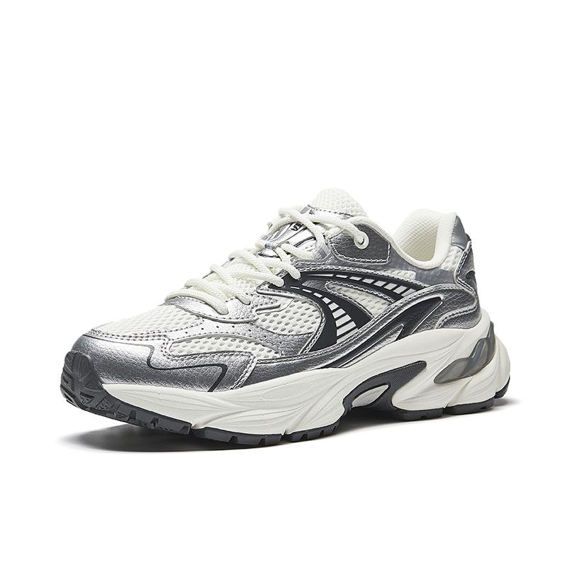 Anta AT802 Trendy Retro Breathable Lightweight Low-Top Casual Shoes Women Sneaker Silver White 922528802-5
