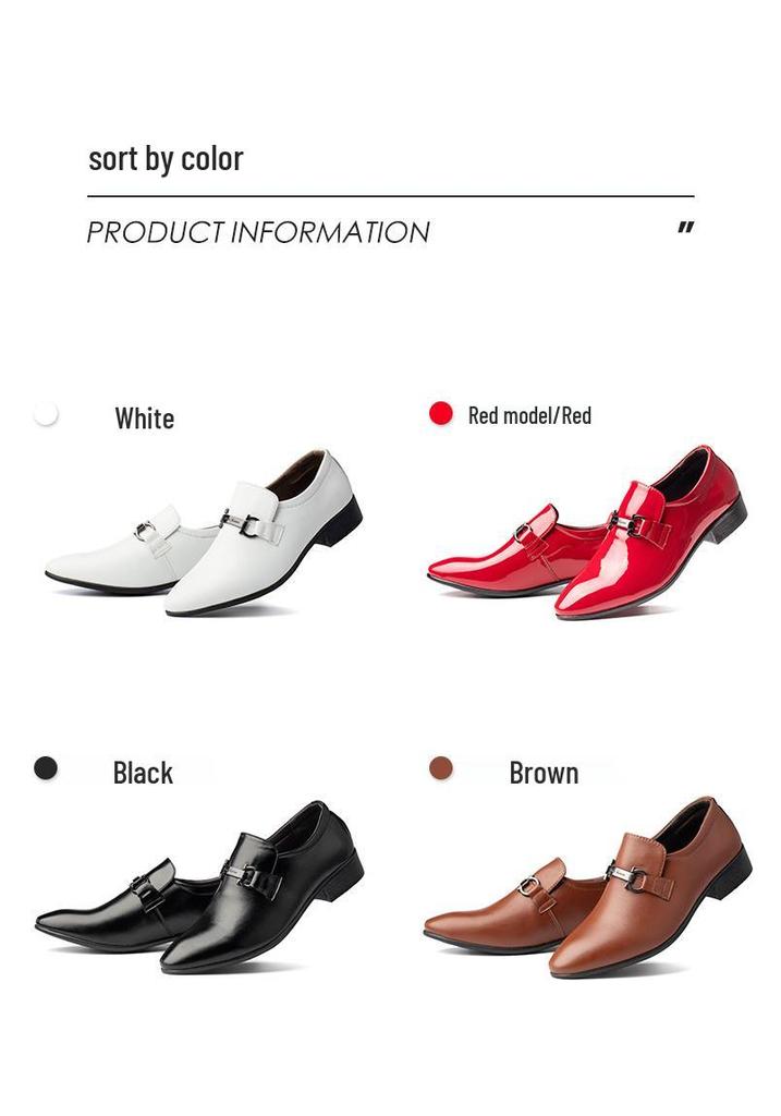 Korean Style Pointed Toe White Breathable Leather Shoes - Casual Business Men's Formal Driving Loafers
