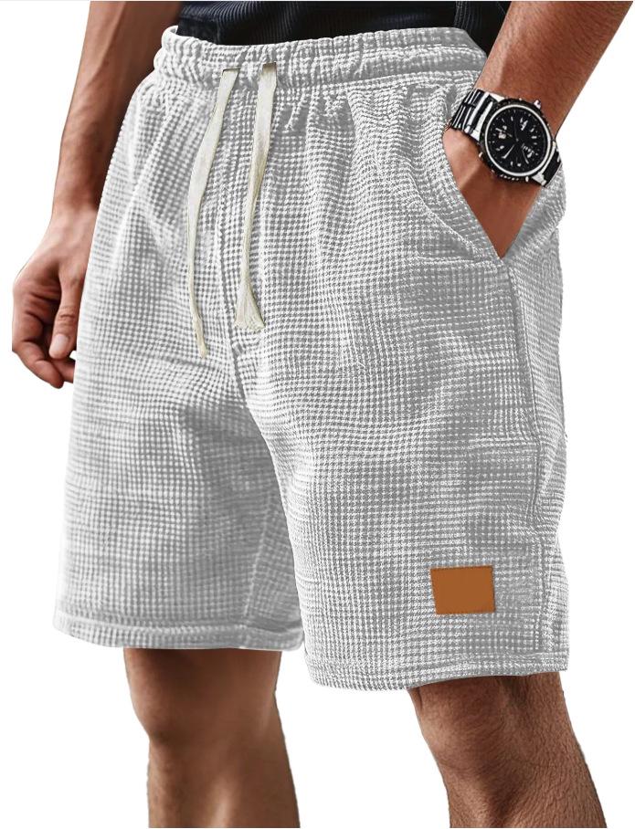 

European & American Style Men s Waffle Drawstring Casual Shorts 2025. XL белый