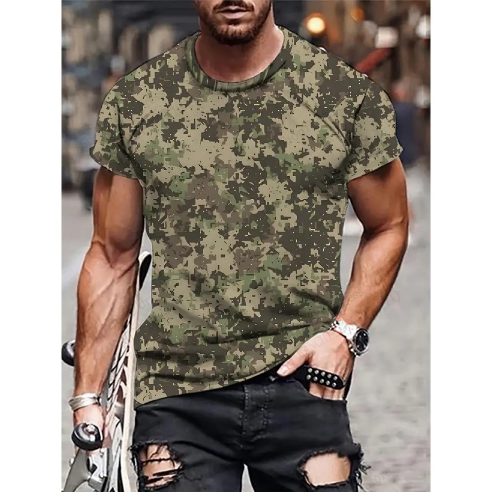 Men's Tactical Camo Camouflage 3d Print T-shirt Men Women Fashion Short Sleeve Tshirt Kids Tops Tees Men Clothing Outdoor Sports