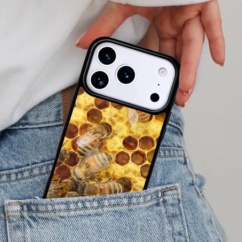 Honeycomb Honey bee Phone Case for iPhone 16e 15 14 13 12 17 Pro Max Plus Air 17pro Cover Coque