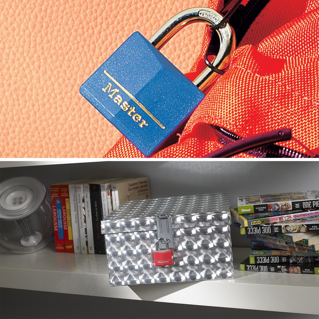 Master Lock Aluminium Padlock with Vinyl Cover, Key, 30x52x16 mm, Color