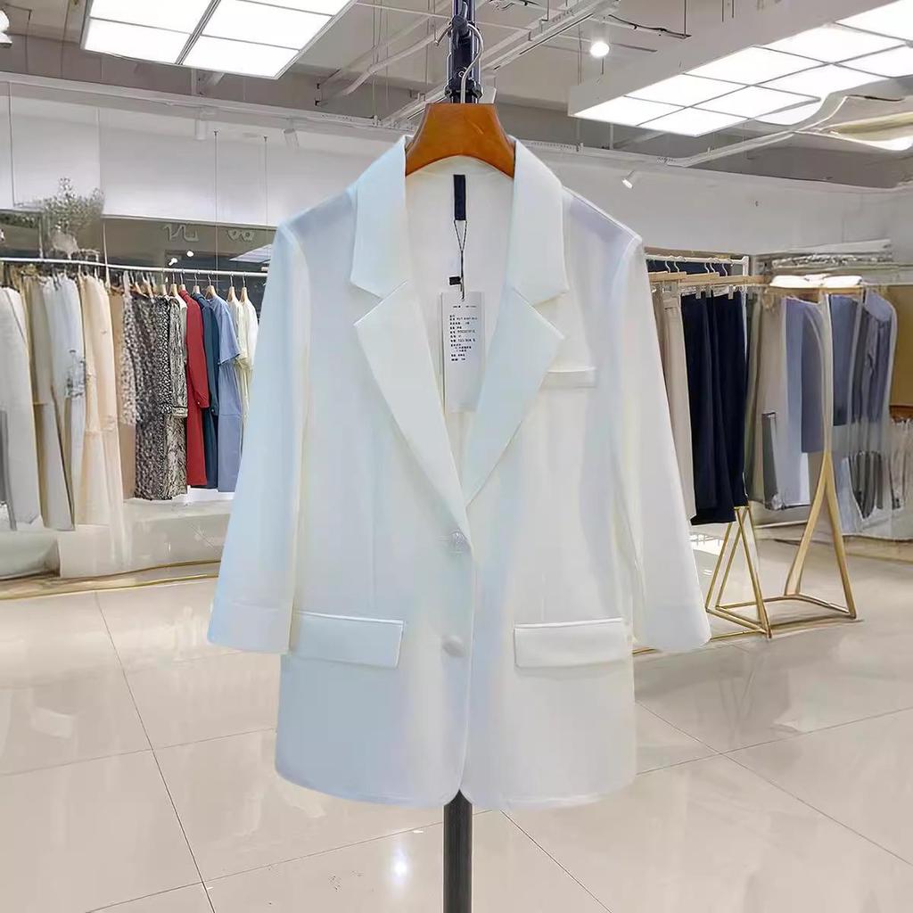 Damen Slim Weißer Chiffon Anzugjacke - Europäische Station 2025 Sommer Sonnenschutz