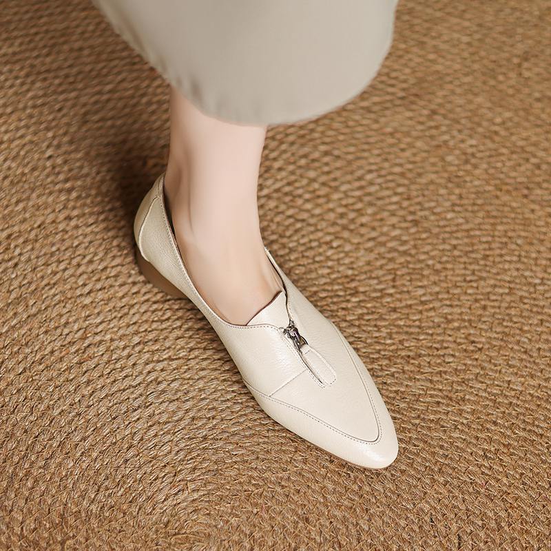 

Krazing Pot Sheep Skin Spring Summer Size 41 Chunky Heels Women Round Toe Front Zipper Deep Mouth Pumps 35 слоновая кость