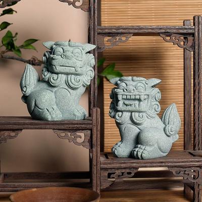 Feng Shui Foo Dog Wächterstatuenpaar Chinesische Dekofiguren Heim Büro Garten Einweihung Glückwunsch zur Abwehr