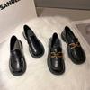 Soft-soled loafers women's one-pedal spring 2025 new flat-soled single shoes black retro British style small leather shoes