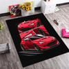 Red Super Sport Car Comic Split View Print Area Rug Non‑Slip Rectangular Floor Mat Car Enthusiast Home Decor for Gaming Room Living Bedroom