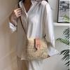 Simple Color Blocked Women Casual One Shoulder Grass Woven Bag For Daily Use And Beach Outings