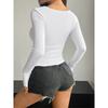 2026 Spring And Summer Y2K New Square Neck Long Sleeve Pullover Tight Casual Fashion Top For Women