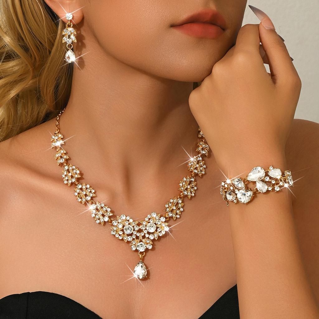 Bridal Suit Necklace Earrings Two-piece Set Wedding Jewelry Bridal Suit Dinner Dress Accessories