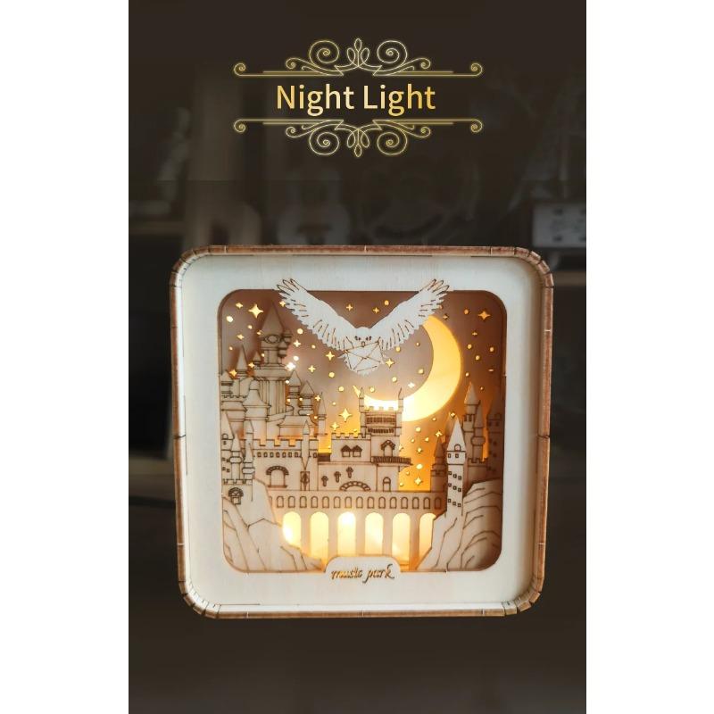 3D Holzpuzzle Nachtlicht, Holzpuzzles für Erwachsene Nachttischlampe, DIY 3D Holzpuzzles LED-Licht, Kreative Geschenke für Familie Freunde