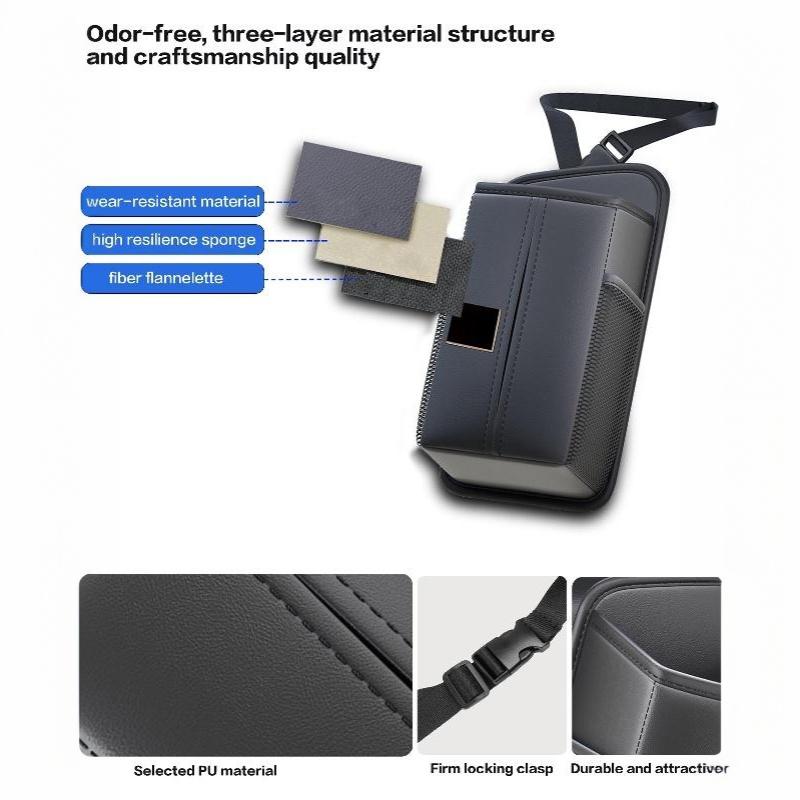 Car Seat Side Organizer Multifunctional Tissue Box Holder with Storage Pouch Universal Fit for SUV Sedan Truck Road Trips