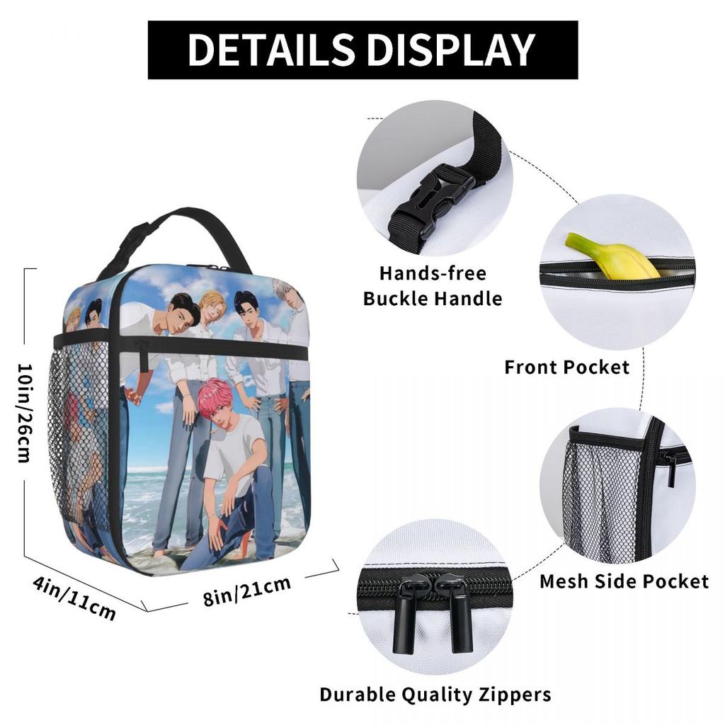 Kpop PLAVE Caligo Pt Insulated Lunch Bag for Women Kids Portable Food Boxes Thermal Lunch Box Tote