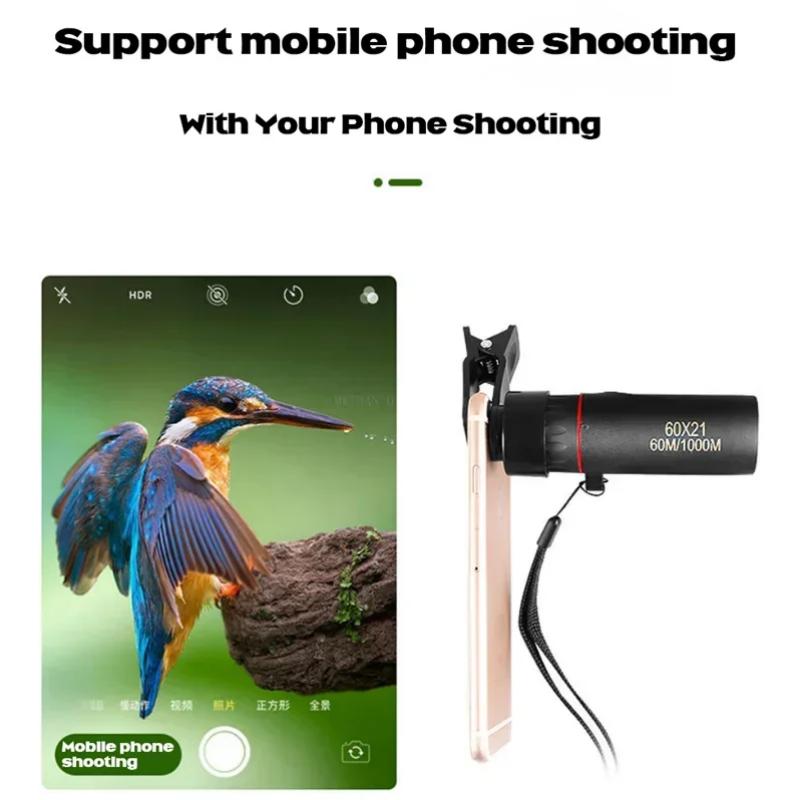 Hd Mini Monocular Telescope Portable Phone Zoom Lens With Fixing Bracket Outdoor Camping Bird Watching Long Distance Observation Optical Tool