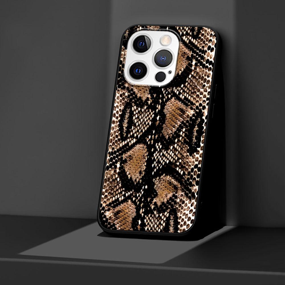 Snake Skin Case for Apple iPhone 14 11 7 SE 2020 8 X XS 13 12 Mini XR 15 Pro Max Silicone Black Soft Phone Cover