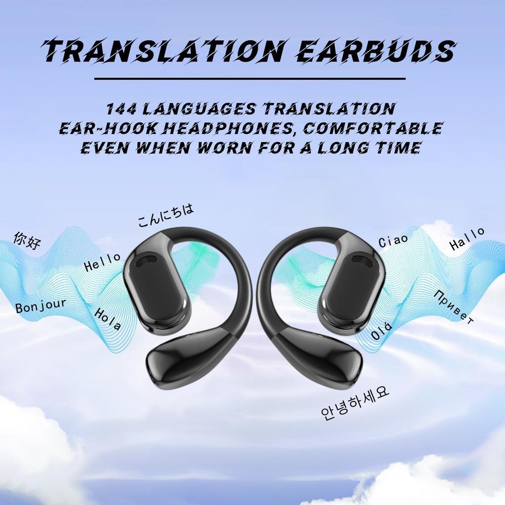 Real Time Translation Earbuds 144 Languages Ai Headphones Wireless Bluetooth 5.4 Translator Earphones for iOS & Android