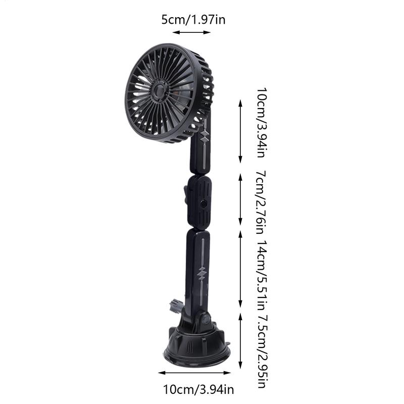 Small Car Fan Lightweight Suction Cooler For Vehicle 3 Speed Adjustable Fan With Rotating Head For Car Camping Travel