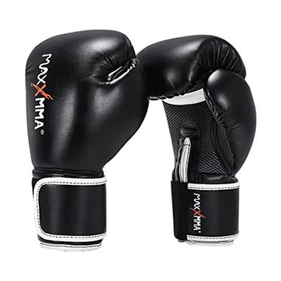MaxxMMA Oddychające Rękawice Bokserskie do i Rękawice Treningowe MMA, Kickboxing, MMA, (8 uncji, czarny)