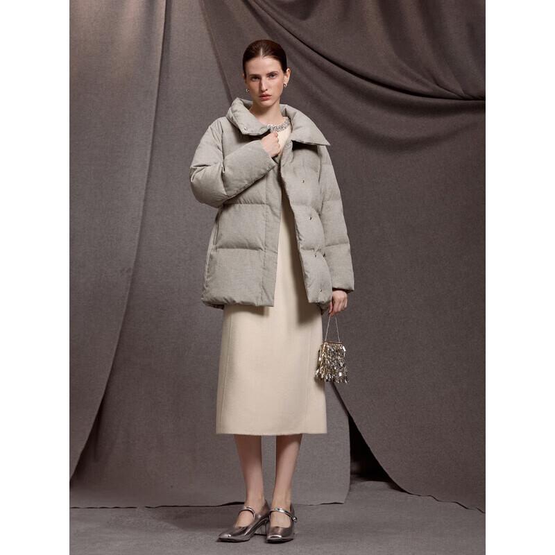 Bingjie Women's Lapel Belted Mid-Length Down Jacket J5400JN50