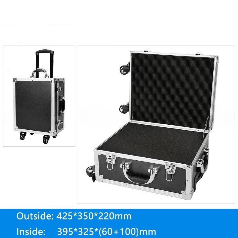 Aluminum Trolley Toolbox Shockproof Hardware Equipment Suitcase Instrument Protection Lockable Luggage Compartment