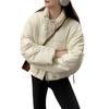 Winter Warm Women Cotton Coat Stand Collar Thickened Lightweight Long Sleeve Solid Color Outwear with Pockets