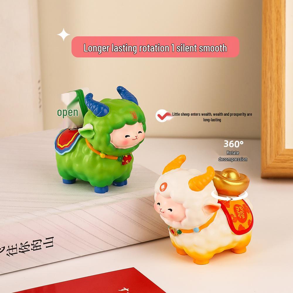 Little Sheep Wealth Spin-and-Win Resin Figurine: Year of the Sheep Zodiac Creative Desk Decoration