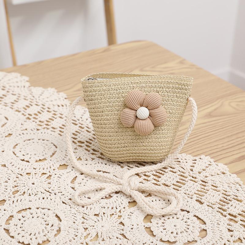 Kids Girls Flower Summer Caps Fashion Children Sunscreen Sun Hat Straw Hat Bag for Beach Baby Accessories for 2-8 Years Kids